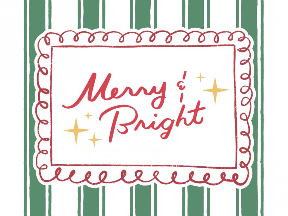 Merry Bright Holiday Wishes by Jolly and Dash — canvas wall art