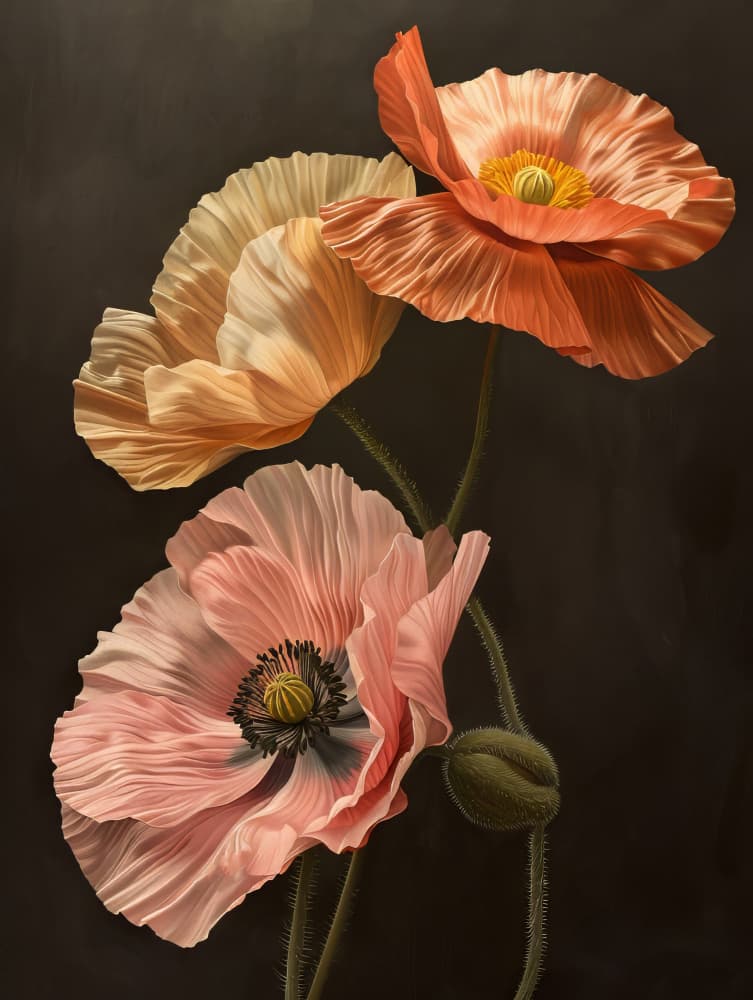 Three Elegant Poppies by Bilge Paksoylu — canvas wall art