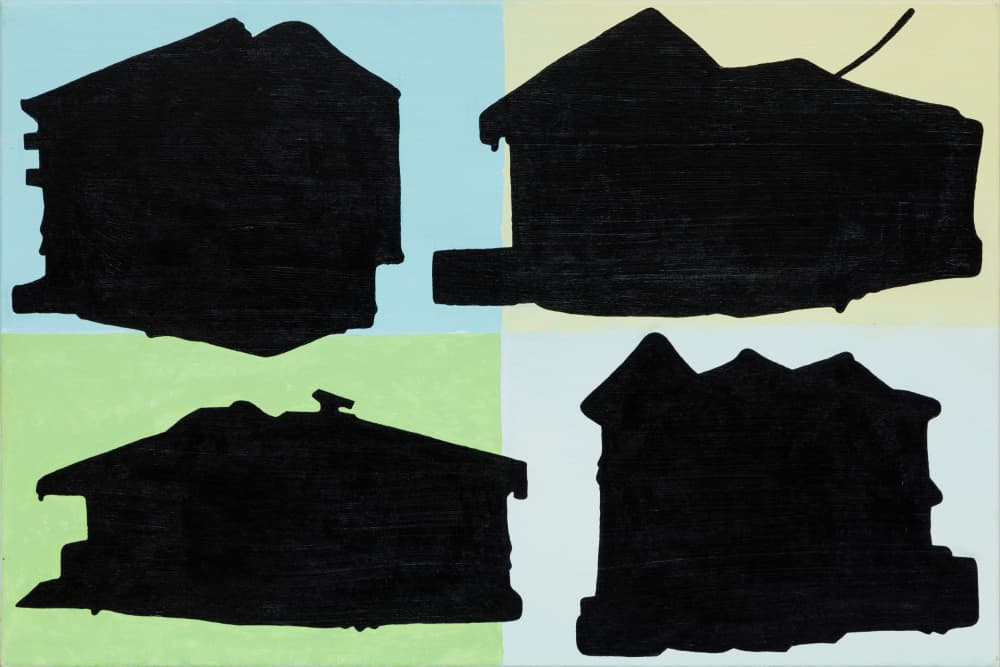 Colorful House Silhouettes by dirk kruithof — canvas wall art