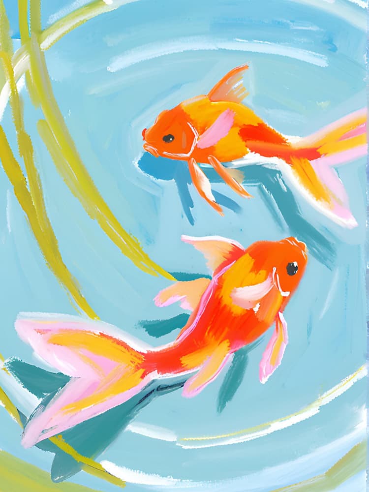 Colorful Goldfish Swim by Ohkimiko — canvas wall art