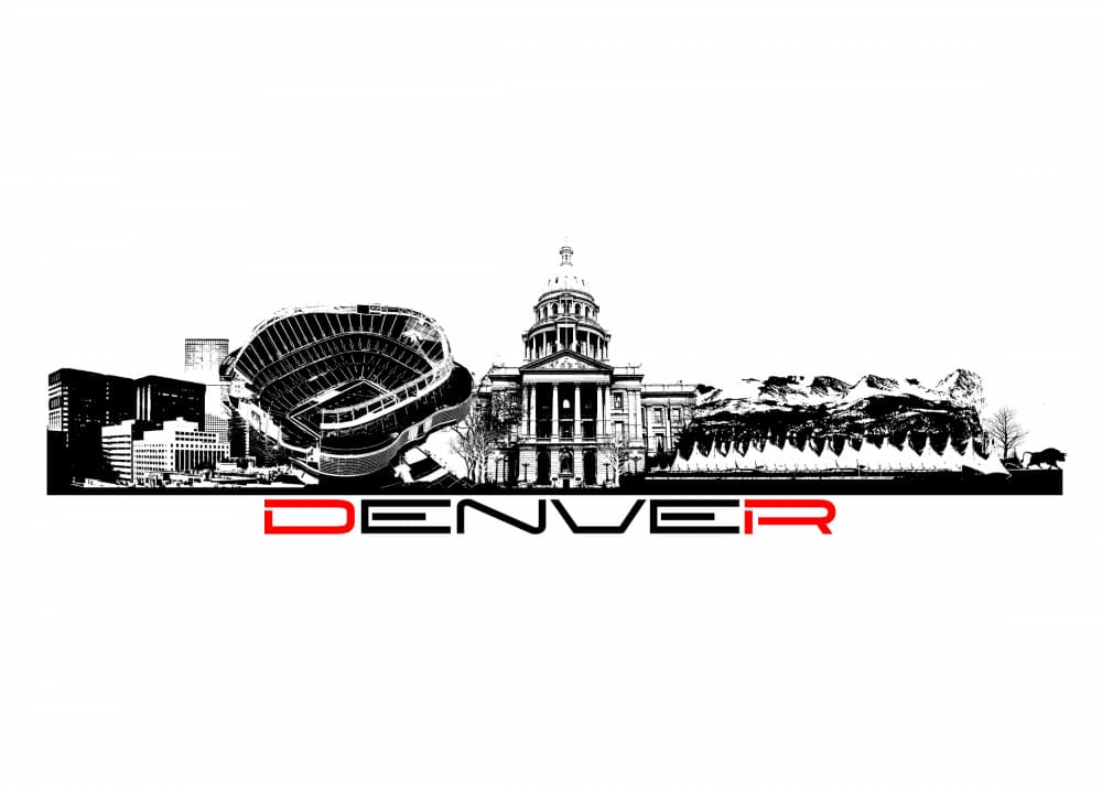 Denver City Landmarks Silhouette by Justyna Jaszke — canvas wall art