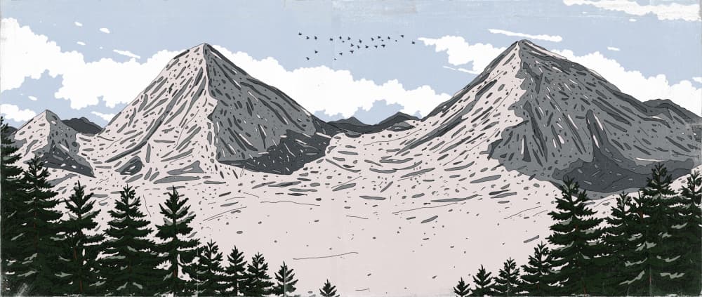 Snowy Peaks and Pines by Nicholas — canvas wall art