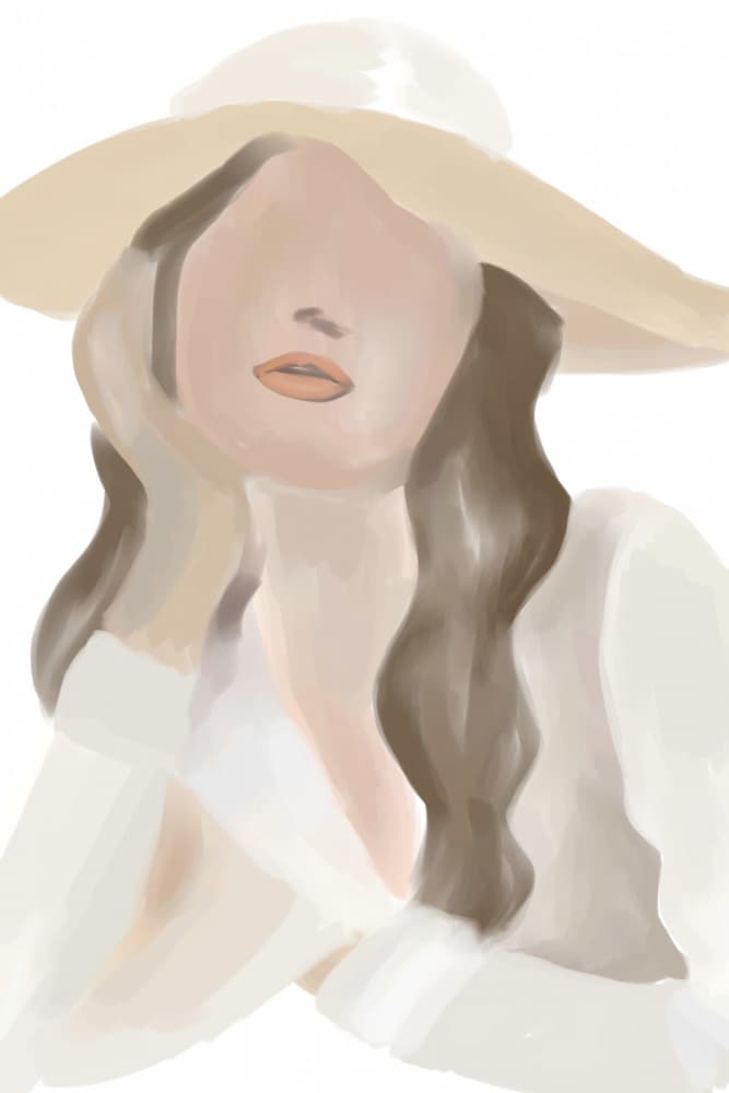 Elegant Hat Portrait by Melloi Art Prints — canvas wall art