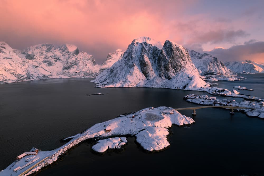 Snowy Fjord Village by Chao Feng 天馬 — canvas wall art