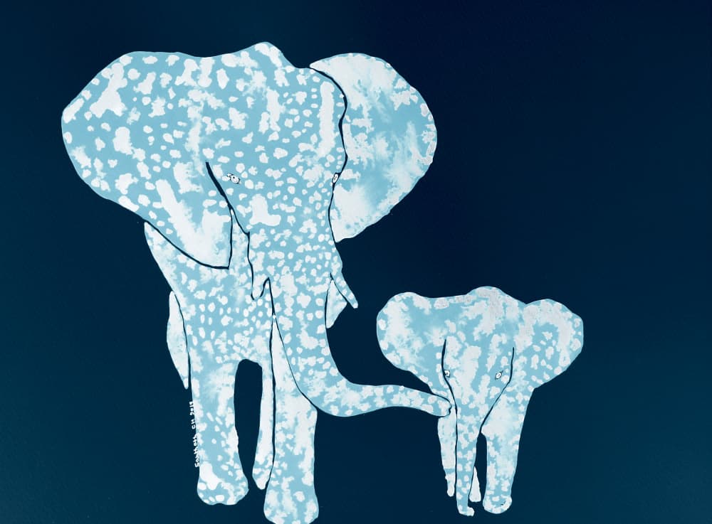 Blue Elephant Family by Santhosh ch — canvas wall art