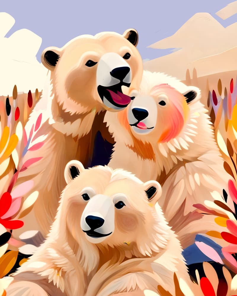 Happy Bear Family by Uma Gokhale — canvas wall art