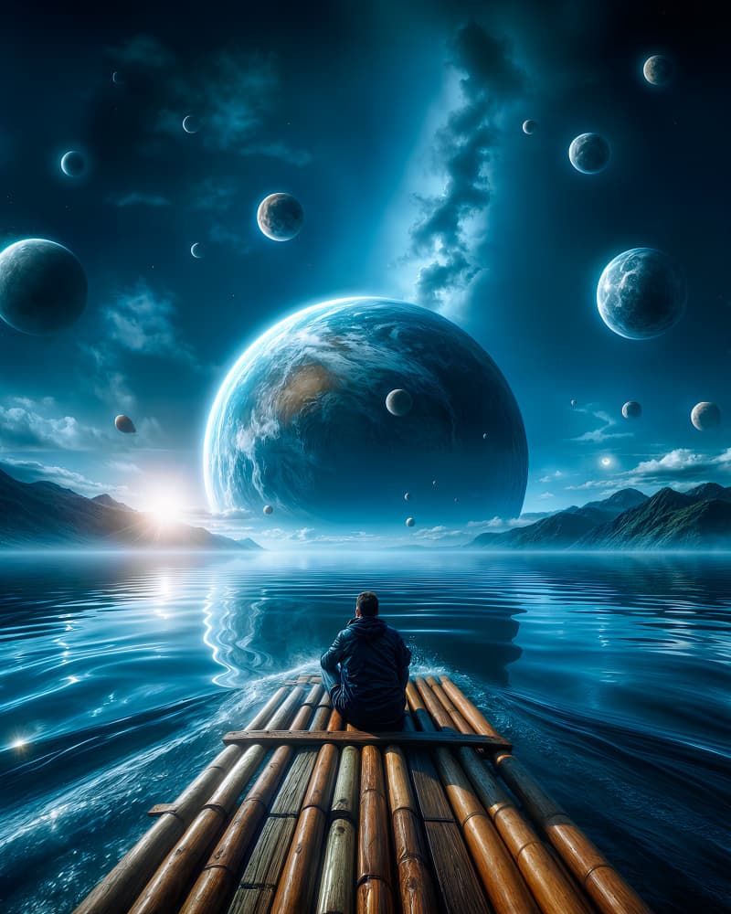 Celestial Raft Journey by Ritvik takkar — canvas wall art