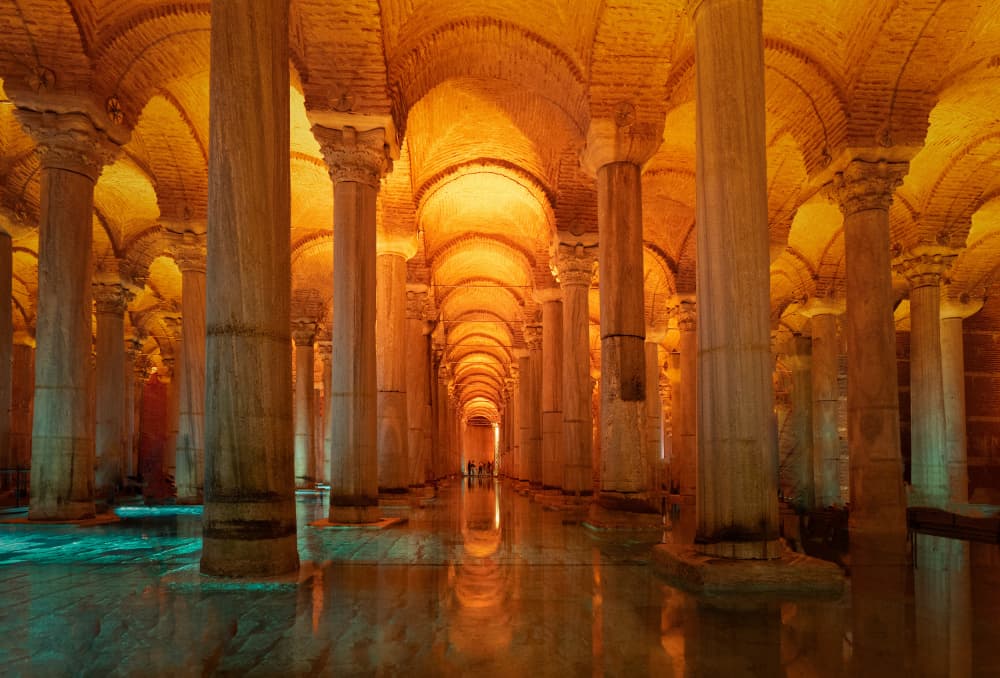 Golden Cistern Columns by Jimmy Yang — canvas wall art