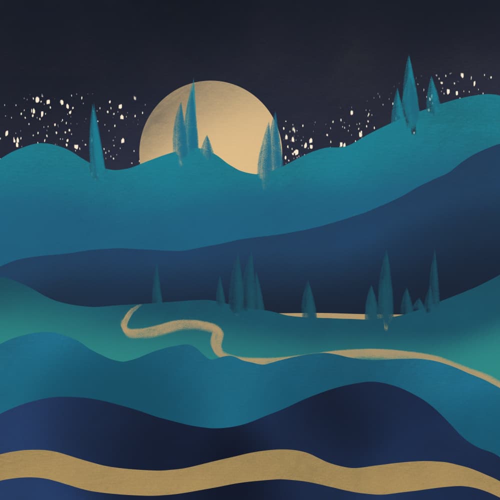 Moonlit Mountain Path by Little Dean — canvas wall art