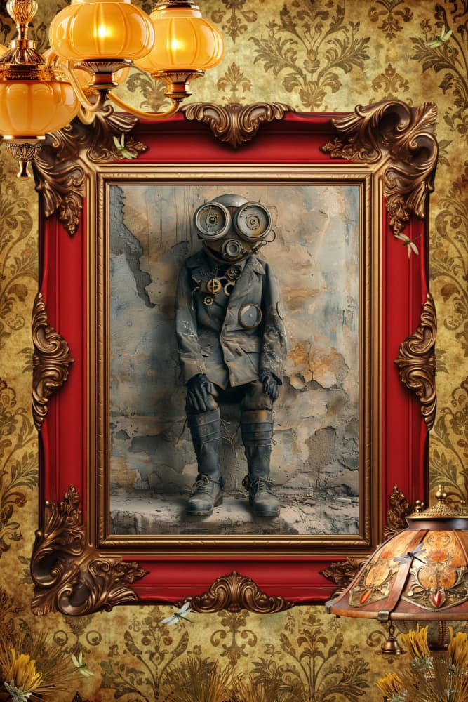 Steampunk Gas Mask Portrait by Sue Skellern — canvas wall art
