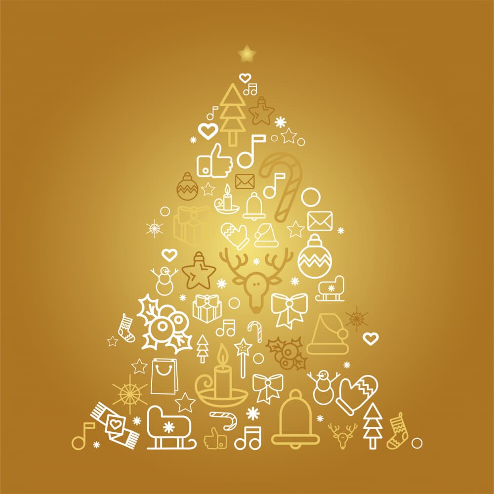 Golden Holiday Tree by Marika Barsrsind β canvas wall art