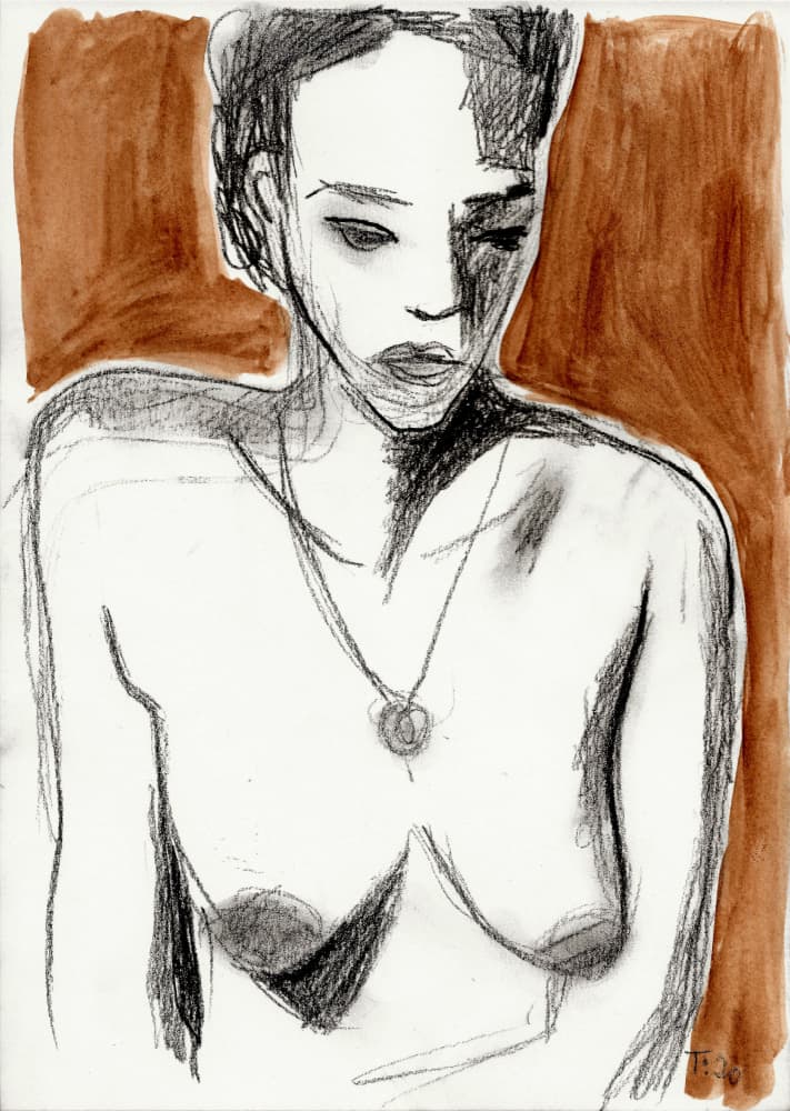 Pensive Nude Sketch by Tore Bahnson — canvas wall art