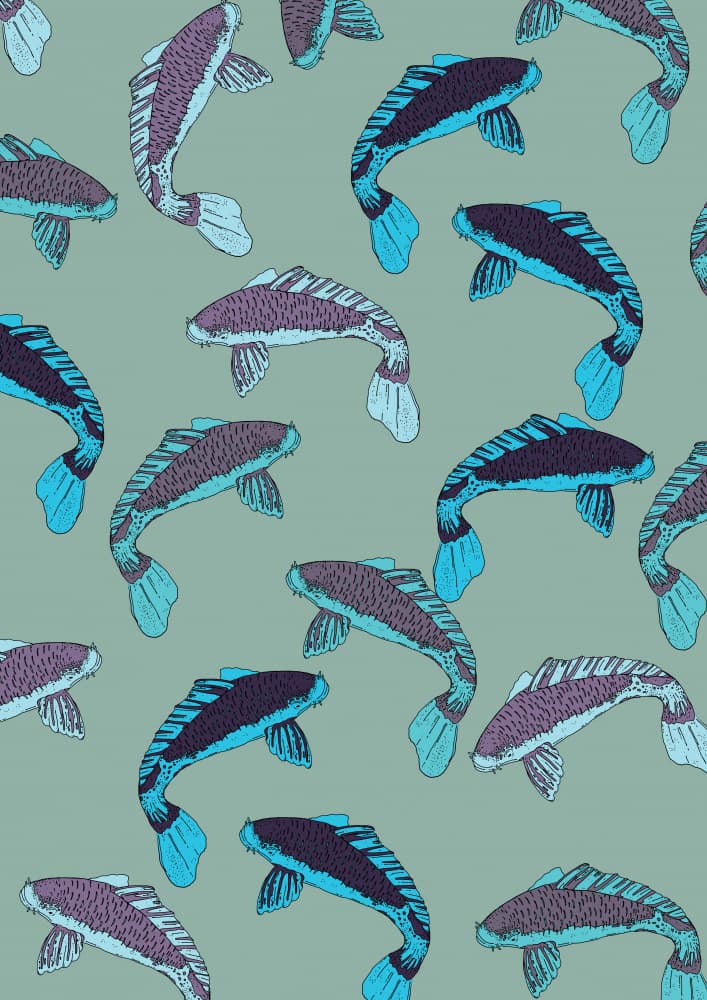 Flowing Oceanic Fish Pattern by Nicholas — canvas wall art