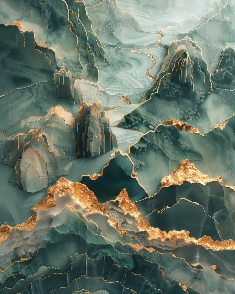 Emerald Gold Peaks by Bilge Paksoylu — canvas wall art