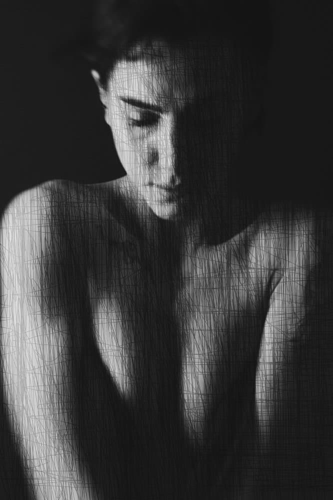 Pensive Woman Portrait by Bogdan Bouşcă — canvas wall art