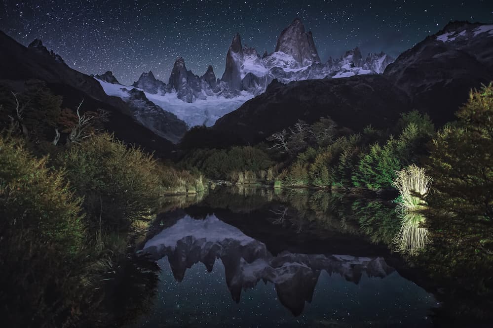 Fitz Roy Starry Reflection by Adhemar Duro — canvas wall art