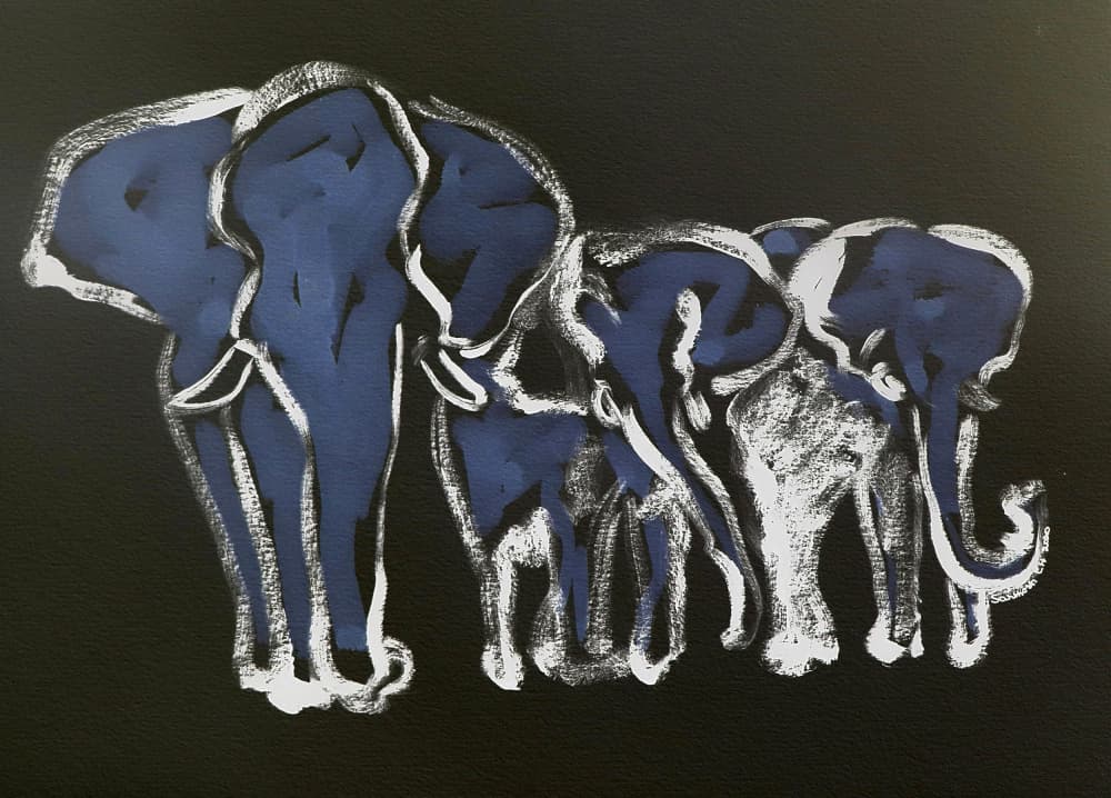 Blue Elephant Family by Santhosh ch — canvas wall art