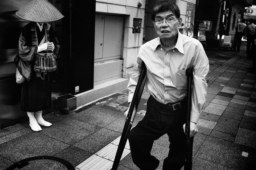 Japanese Street Encounter by Shinji Isobe — canvas wall art