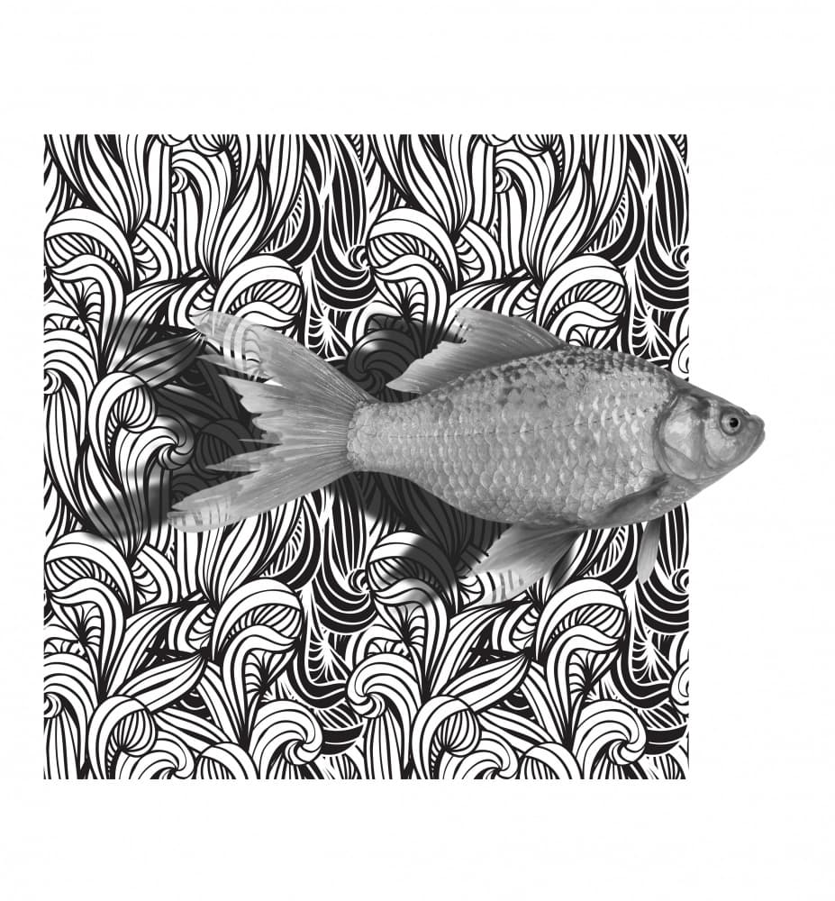 Fish on Organic Pattern by Marja van den Hurk — canvas wall art