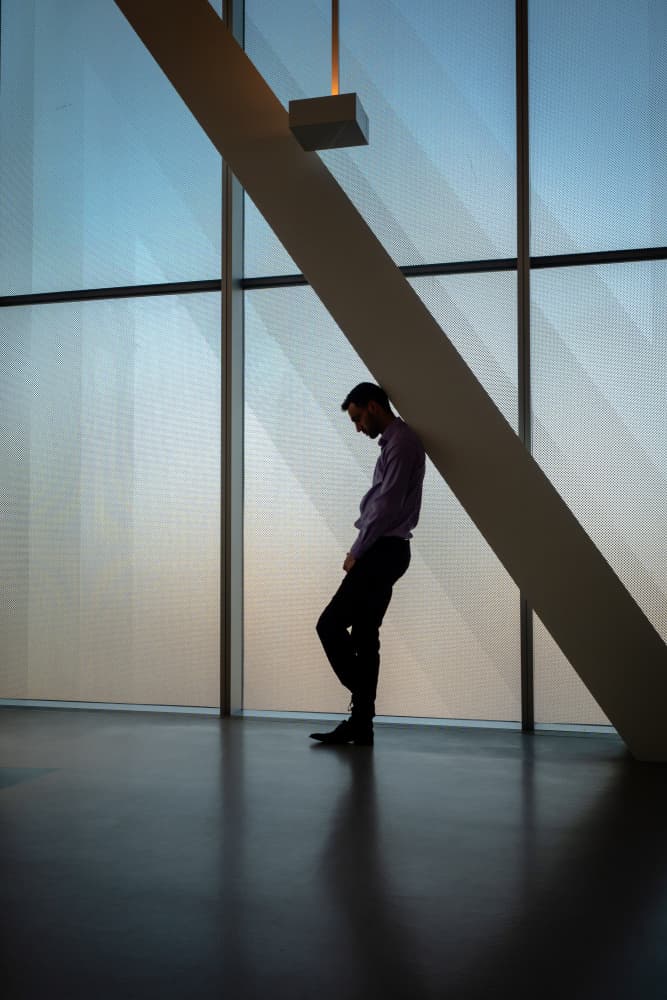 Contemplative Man Window View by Michel Groleau — canvas wall art