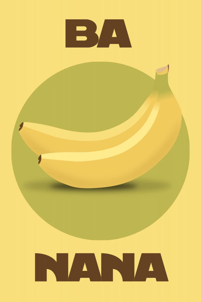 Banana Wordplay by Marja van den Hurk — canvas wall art