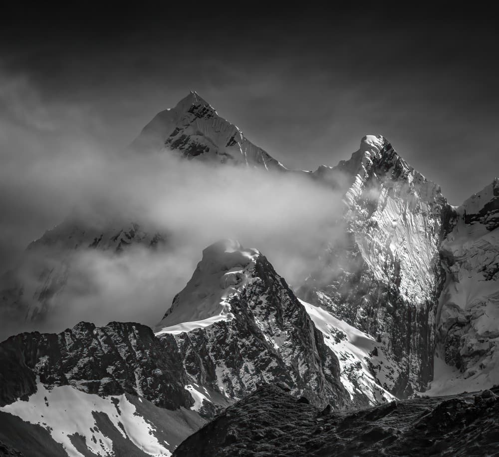 Majestic Mountain Peaks by Ruiqing P. — canvas wall art