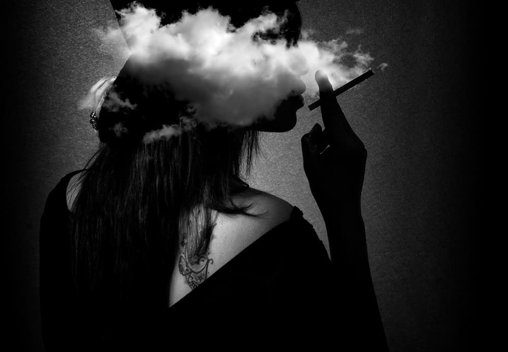Smoking Woman's Thoughts by Hari Sulistiawan — canvas wall art