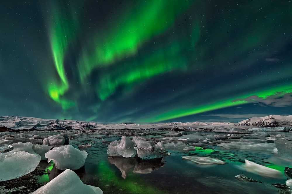 Northern Lights Ice Lagoon by Hua Zhu — canvas wall art