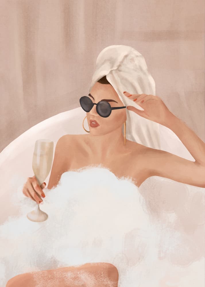 Chic Bubble Bath by Flow Line — canvas wall art