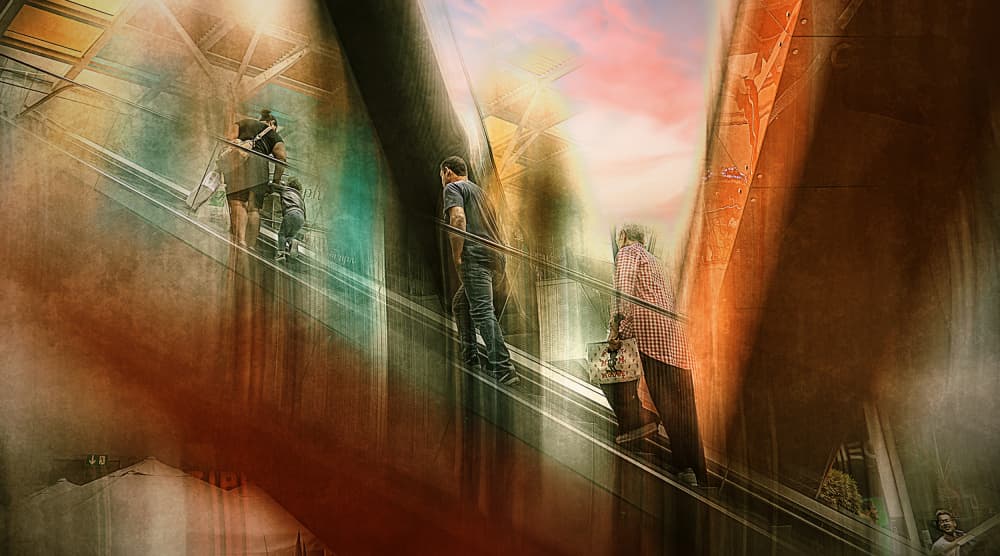 Urban Escalator Motion by Jan van der Linden — canvas wall art