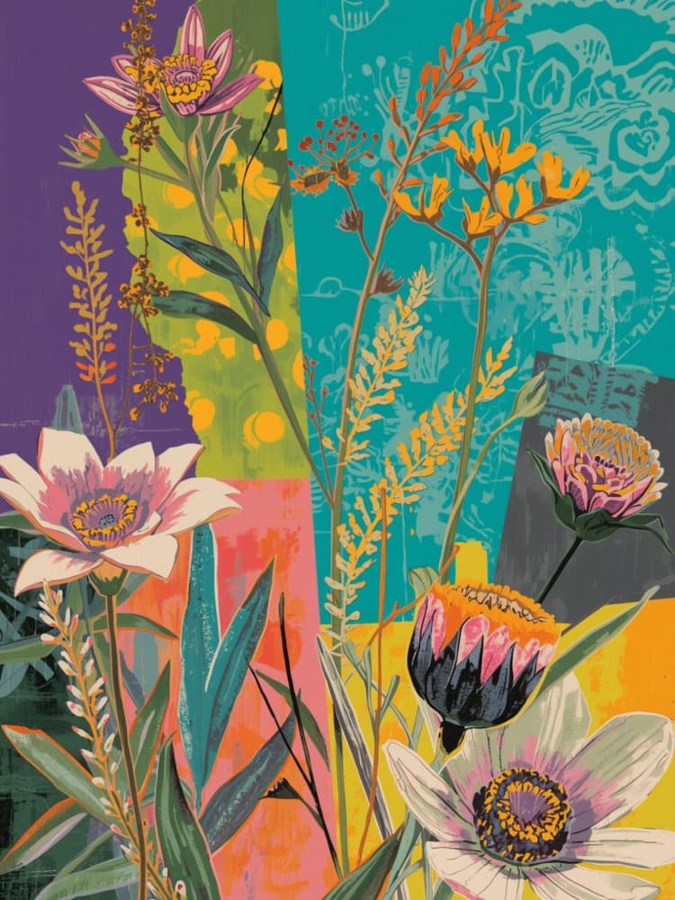 Flowers Collage by Ohkimiko — canvas wall art