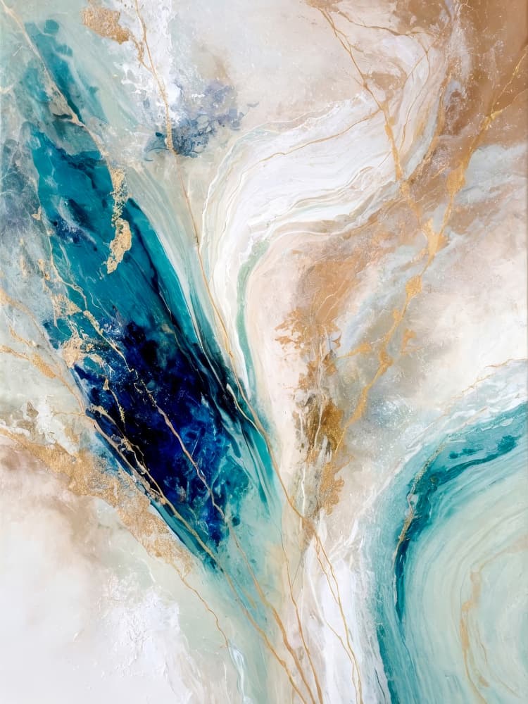 Golden Veins Blue Marble by Alpenglow Workshop — canvas wall art