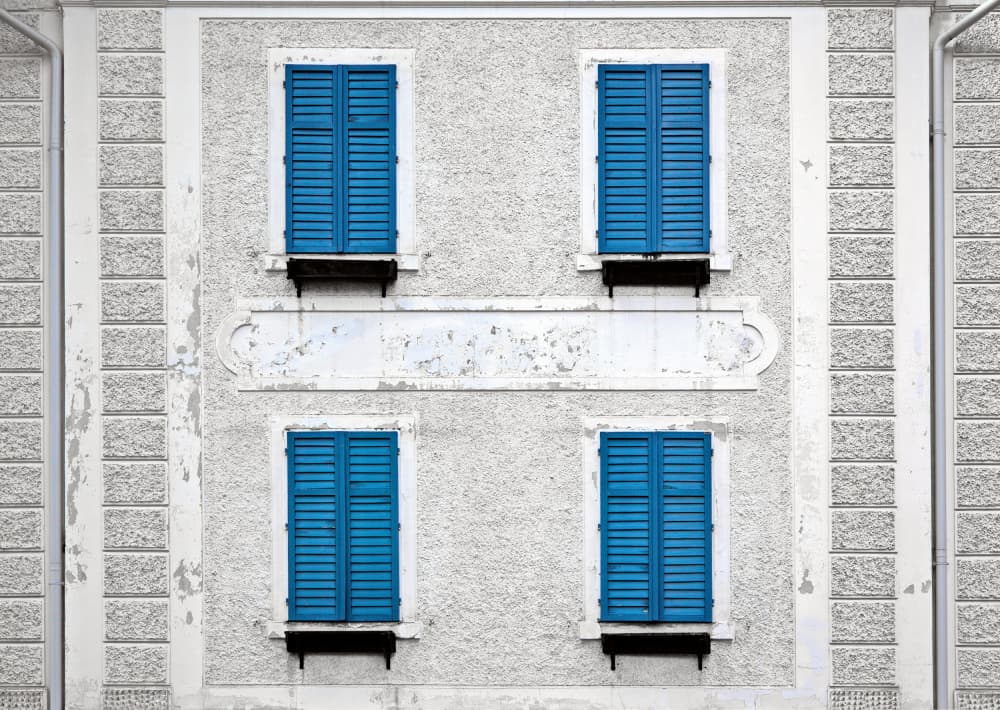 Textured Blue Shutters by Hans Peter Rank — canvas wall art