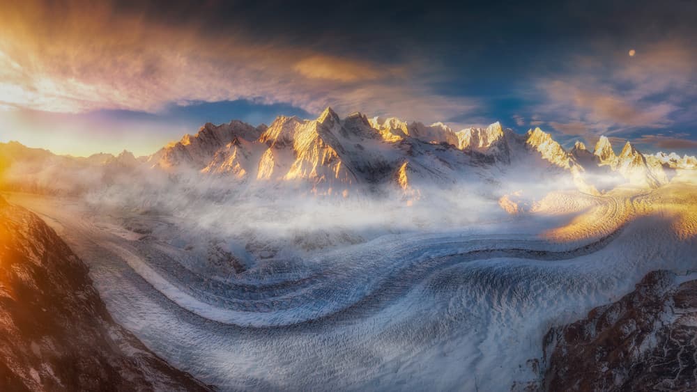Golden Hour Glacier Peaks by Selions(陈磊) — canvas wall art
