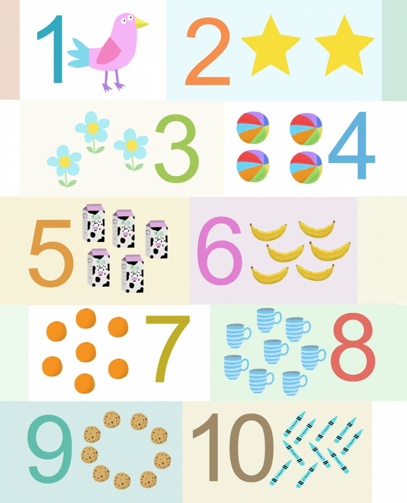 Colorful Numbers Education by Carla Daly — canvas wall art