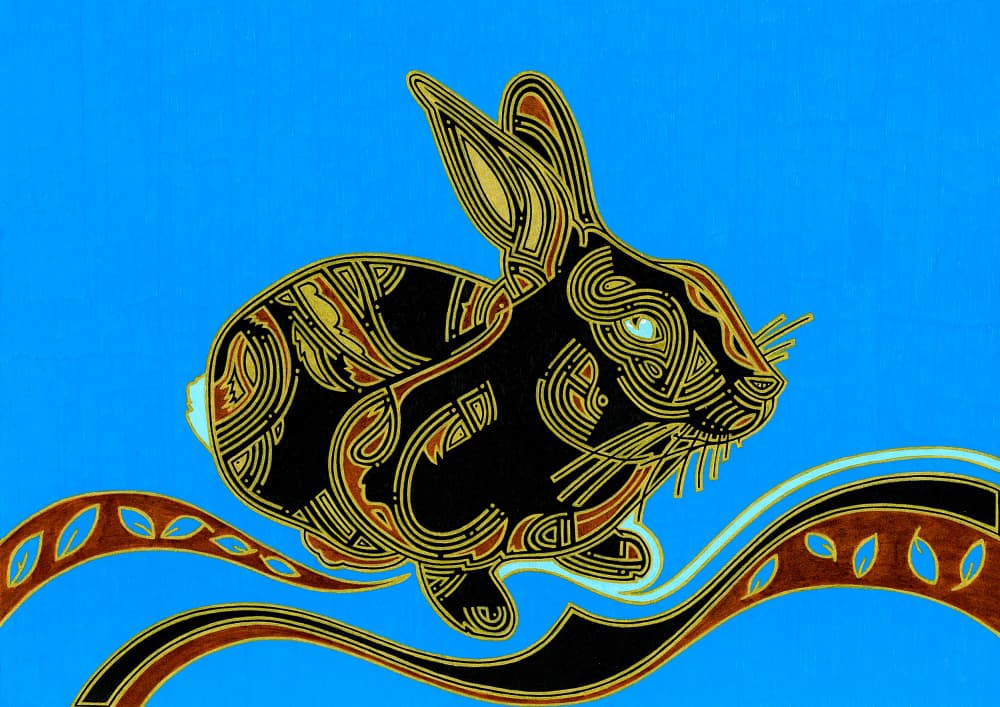 Elegant Blue Rabbit by Iona Gilburt — canvas wall art