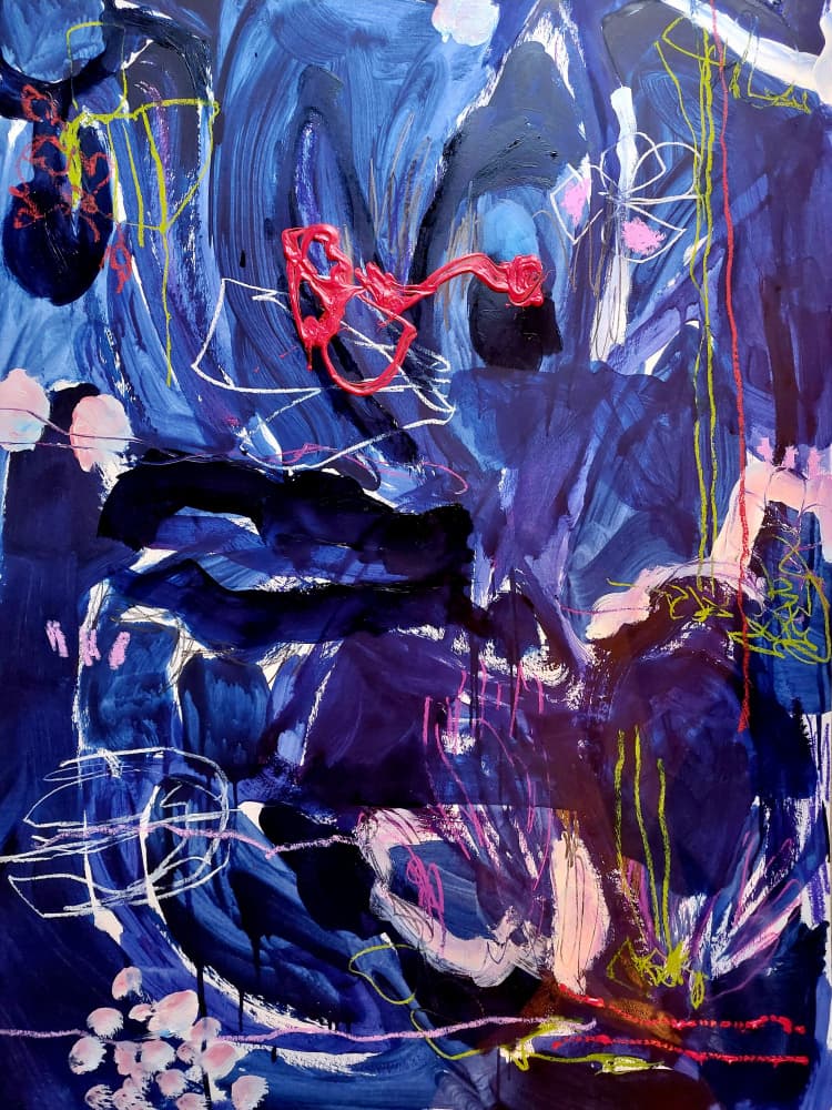 Midnight Crimson Flow by Monika Riethmueller — canvas wall art
