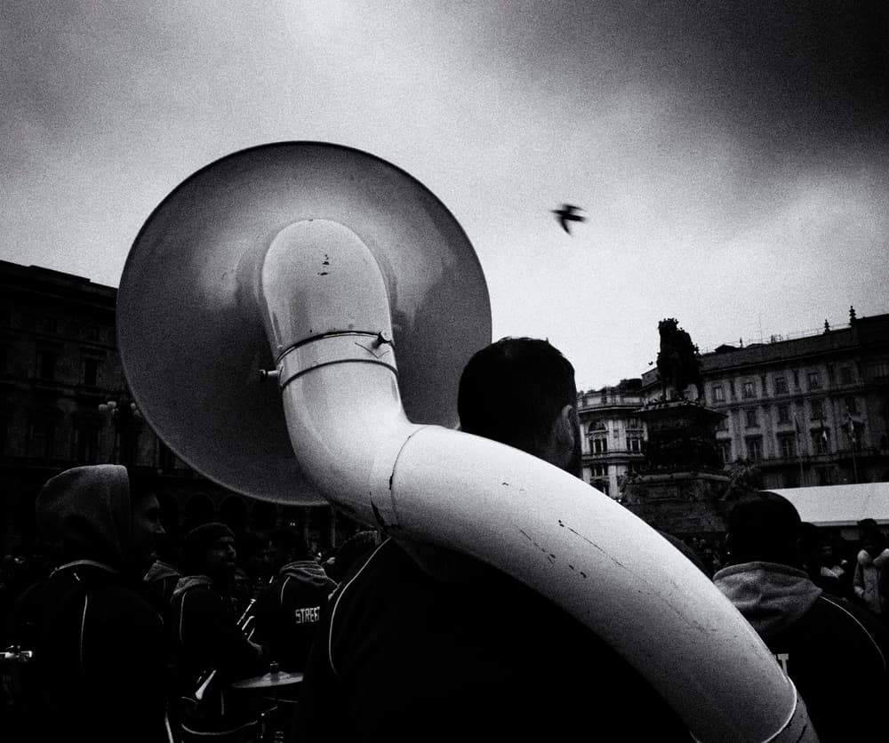 Street Sousaphone and Bird by Yuri Shepelev — canvas wall art