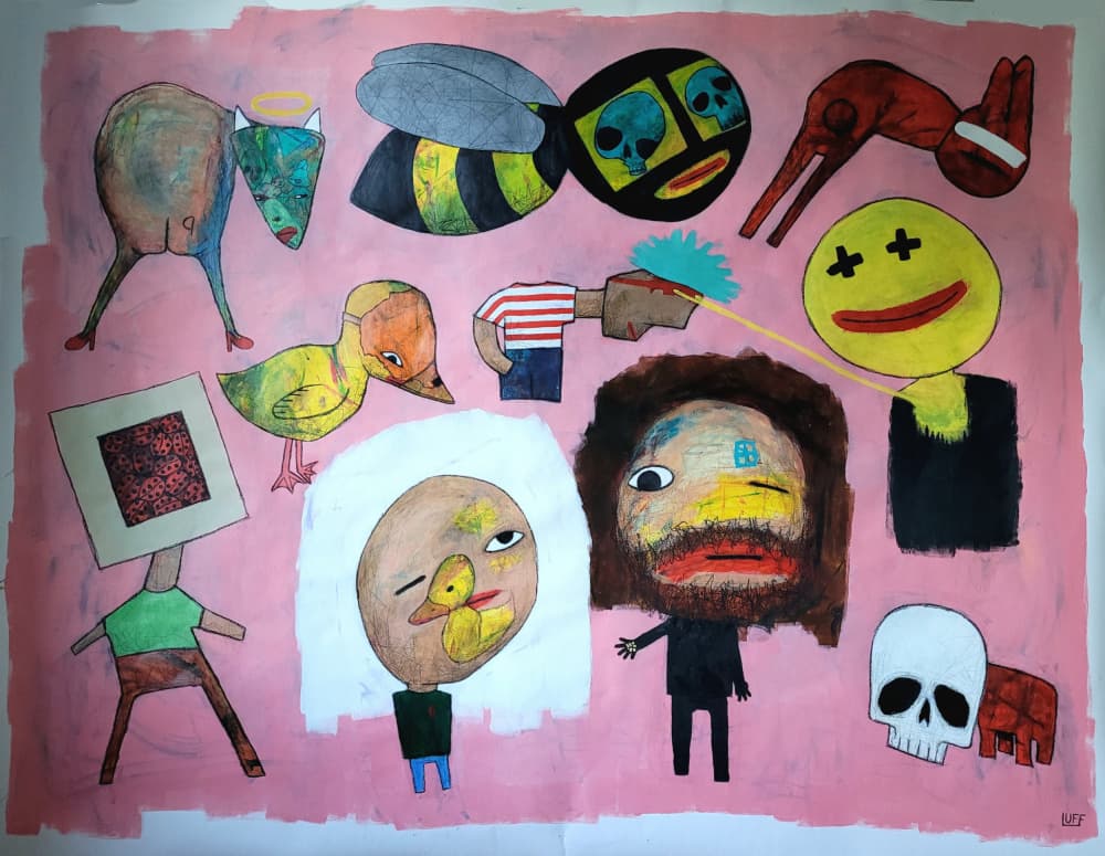 Bizarre Pink Figures by Sam Luff — canvas wall art
