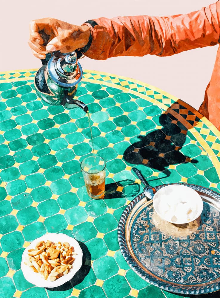 Pouring Mint Tea by Uma Gokhale — canvas wall art