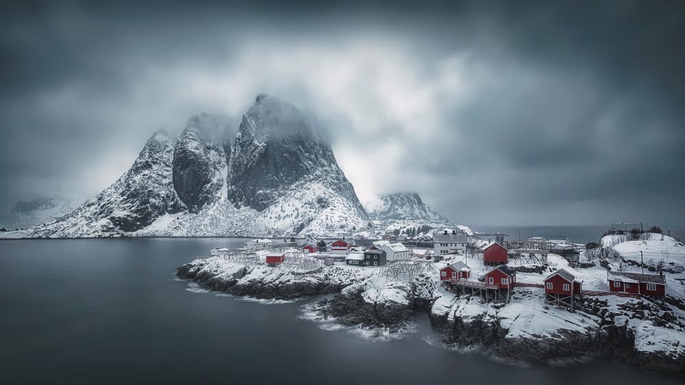 Winter Fishing Village by Mei Xu — canvas wall art