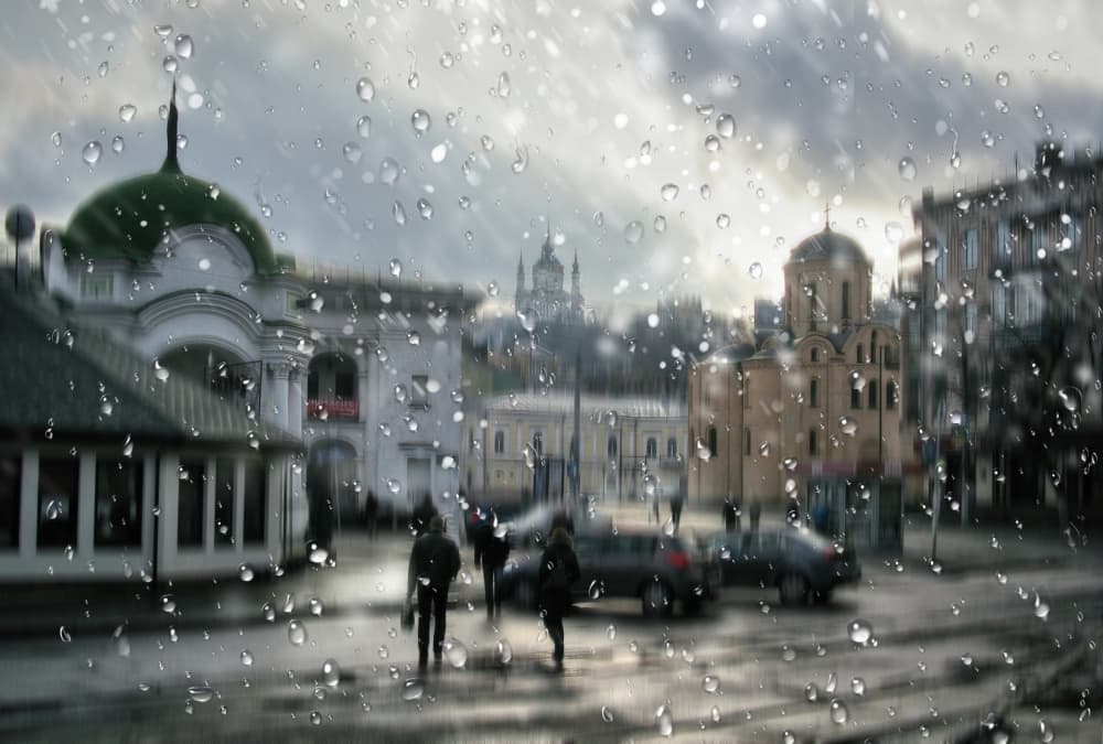 Atmospheric City Rain by Alexander Kiyashko — canvas wall art