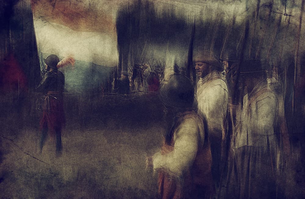 Musketeers with Flag by Jan van der Linden — canvas wall art