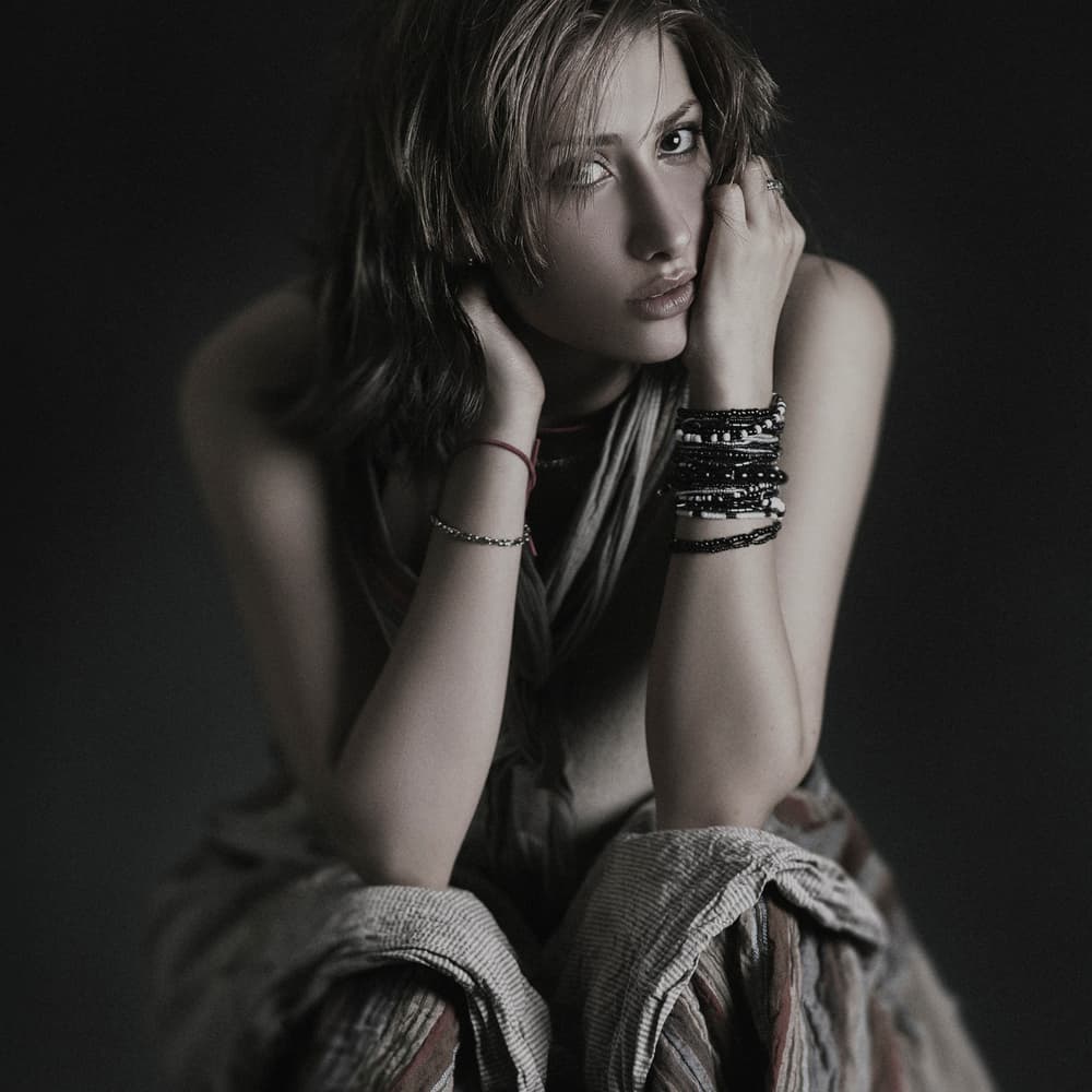 Pensive Woman Portrait by Amin Hamidnezhad — canvas wall art