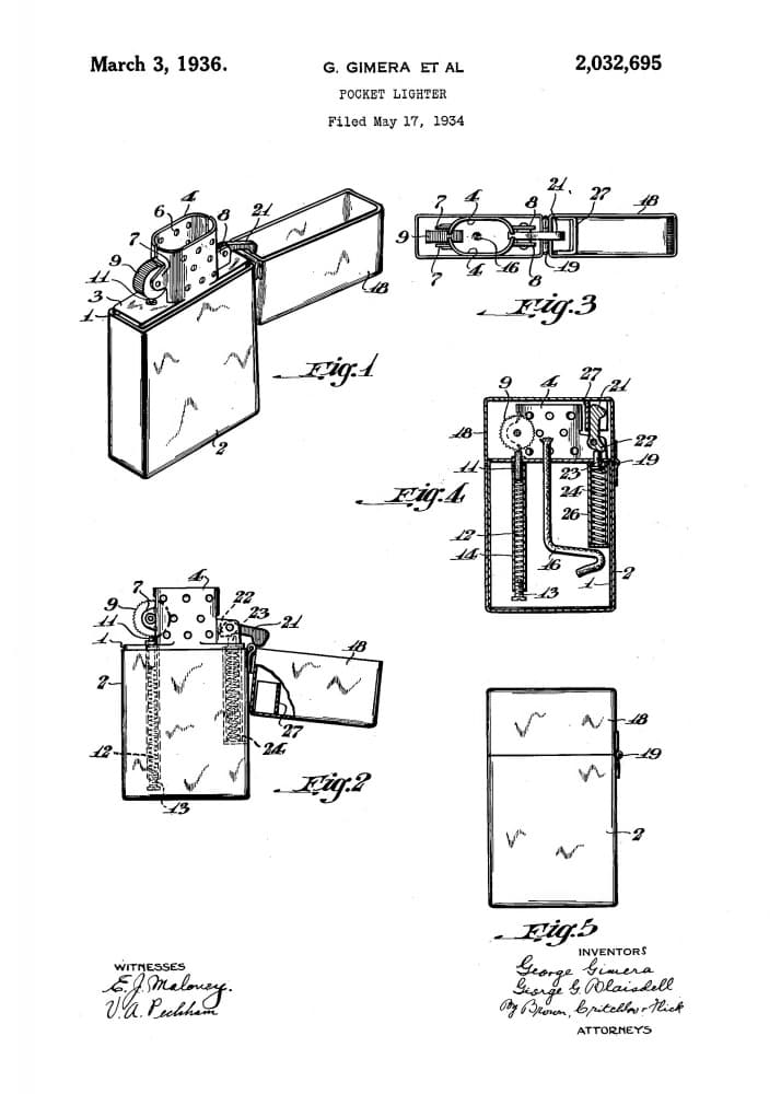 Vintage Lighter Patent by Andreas Magnusson — canvas wall art