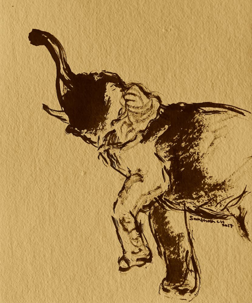 Powerful Elephant Rising by Santhosh ch — canvas wall art