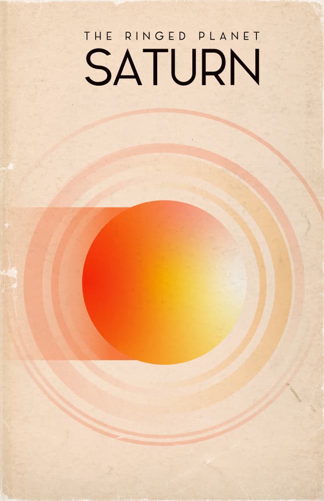 Retro Ringed Saturn by Nicholas — canvas wall art