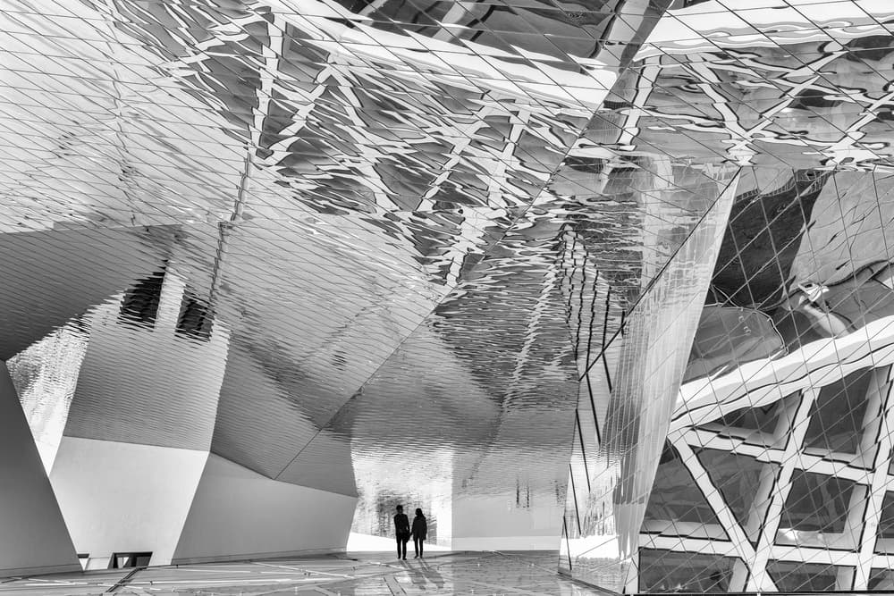 Futuristic Reflective Interior by Luc Vangindertael (laGrange) — canvas wall art