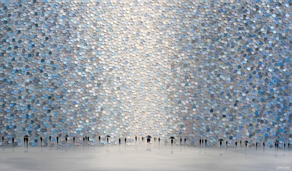 People In Shimmering Rain by Ekaterina Ermilkina — canvas wall art