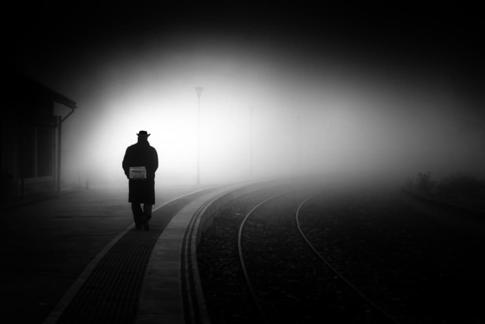 Man on Foggy Platform by Juan Luis Duran — canvas wall art